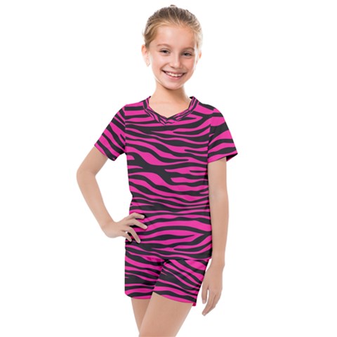 Pink Zebra Kids  Mesh Tee And Shorts Set by Angelandspot