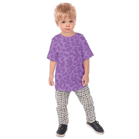 Purple Big Cat Pattern Kids  Raglan Tee by Angelandspot