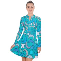 Cloudy Blue Moon Long Sleeve Panel Dress by tmsartbazaar