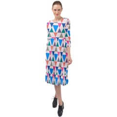 Multicolor Triangle Ruffle End Midi Chiffon Dress by tmsartbazaar