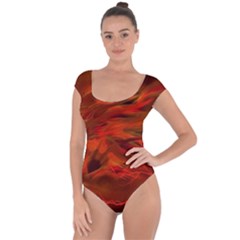 Fire Lion Flame Light Mystical Short Sleeve Leotard  by HermanTelo