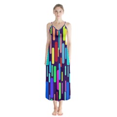 Abstract Line Button Up Chiffon Maxi Dress by HermanTelo