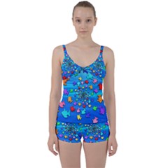 Fractal Art School Of Fishes Tie Front Two Piece Tankini by WolfepawFractals