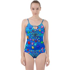 Fractal Art School Of Fishes Cut Out Top Tankini Set by WolfepawFractals