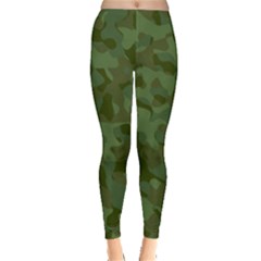 Green Army Camouflage Pattern Leggings  by SpinnyChairDesigns