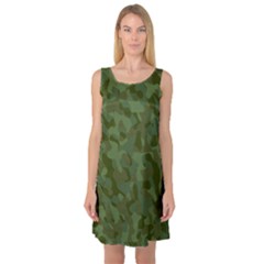 Green Army Camouflage Pattern Sleeveless Satin Nightdress by SpinnyChairDesigns