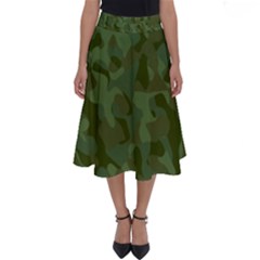 Green Army Camouflage Pattern Perfect Length Midi Skirt by SpinnyChairDesigns