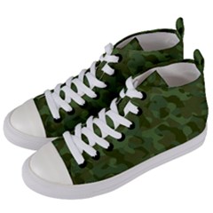 Green Army Camouflage Pattern Women s Mid-top Canvas Sneakers by SpinnyChairDesigns