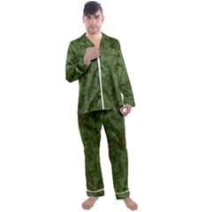 Green Army Camouflage Pattern Men s Long Sleeve Satin Pyjamas Set by SpinnyChairDesigns