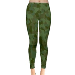 Green Army Camouflage Pattern Inside Out Leggings by SpinnyChairDesigns