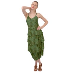 Green Army Camouflage Pattern Layered Bottom Dress by SpinnyChairDesigns