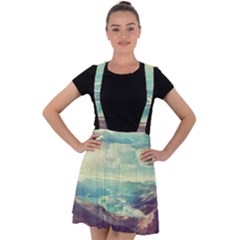 Landscape Mountains Lake River Velvet Suspender Skater Skirt by HermanTelo