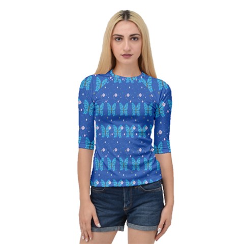 Glitter Butterfly Quarter Sleeve Raglan Tee by Sparkle