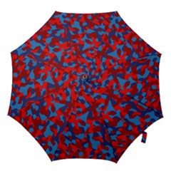 Red And Blue Camouflage Pattern Hook Handle Umbrellas (large) by SpinnyChairDesigns