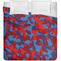 Red And Blue Camouflage Pattern Duvet Cover Double Side (king Size) by SpinnyChairDesigns