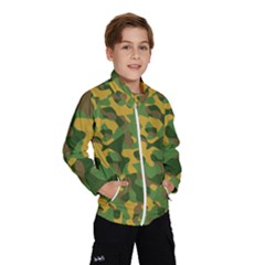 Yellow Green Brown Camouflage Kids  Windbreaker by SpinnyChairDesigns