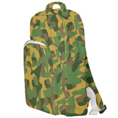 Yellow Green Brown Camouflage Double Compartment Backpack by SpinnyChairDesigns