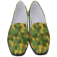 Yellow Green Brown Camouflage Women s Classic Loafer Heels by SpinnyChairDesigns