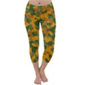 Green and Orange Camouflage Pattern Capri Winter Leggings  View1