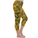 Green and Orange Camouflage Pattern Capri Winter Leggings  View3