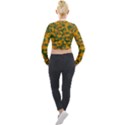 Green and Orange Camouflage Pattern Long Sleeve Cropped Velvet Jacket View2