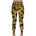 Black Yellow Brown Camouflage Pattern Lightweight Velour Classic Yoga Leggings View1