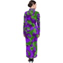 Purple and Green Camouflage Turtleneck Maxi Dress View2