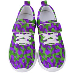 Purple And Green Camouflage Women s Velcro Strap Shoes by SpinnyChairDesigns