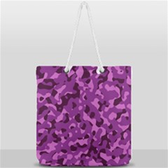 Dark Purple Camouflage Pattern Full Print Rope Handle Tote (large) by SpinnyChairDesigns