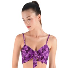 Dark Purple Camouflage Pattern Woven Tie Front Bralet by SpinnyChairDesigns