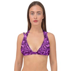 Dark Purple Camouflage Pattern Double Strap Halter Bikini Top by SpinnyChairDesigns