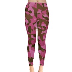 Pink And Brown Camouflage Leggings  by SpinnyChairDesigns