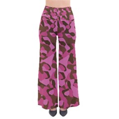 Pink And Brown Camouflage So Vintage Palazzo Pants by SpinnyChairDesigns