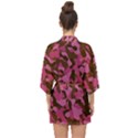 Pink and Brown Camouflage Half Sleeve Chiffon Kimono View2