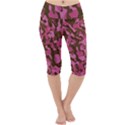 Pink and Brown Camouflage Lightweight Velour Cropped Yoga Leggings View1