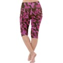 Pink and Brown Camouflage Lightweight Velour Cropped Yoga Leggings View4