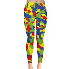 Colorful Rainbow Camouflage Pattern Leggings  by SpinnyChairDesigns