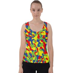 Colorful Rainbow Camouflage Pattern Velvet Tank Top by SpinnyChairDesigns