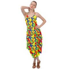 Colorful Rainbow Camouflage Pattern Layered Bottom Dress by SpinnyChairDesigns