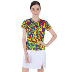 Colorful Rainbow Camouflage Pattern Women s Sports Top by SpinnyChairDesigns