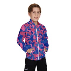 Blue And Pink Camouflage Pattern Kids  Windbreaker by SpinnyChairDesigns