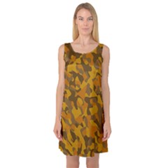 Brown And Orange Camouflage Sleeveless Satin Nightdress by SpinnyChairDesigns