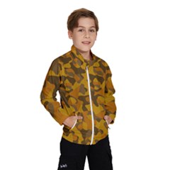 Brown And Orange Camouflage Kids  Windbreaker by SpinnyChairDesigns