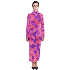 Pink And Purple Camouflage Turtleneck Maxi Dress by SpinnyChairDesigns