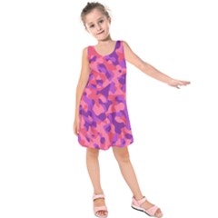 Pink And Purple Camouflage Kids  Sleeveless Dress by SpinnyChairDesigns