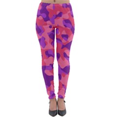 Pink And Purple Camouflage Lightweight Velour Leggings by SpinnyChairDesigns