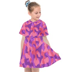 Pink And Purple Camouflage Kids  Sailor Dress by SpinnyChairDesigns