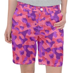 Pink And Purple Camouflage Pocket Shorts by SpinnyChairDesigns