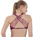 Black and Pink Camouflage Pattern Criss Cross Racerback Sports Bra View2