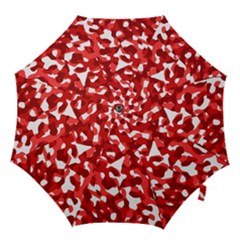 Red And White Camouflage Pattern Hook Handle Umbrellas (large) by SpinnyChairDesigns